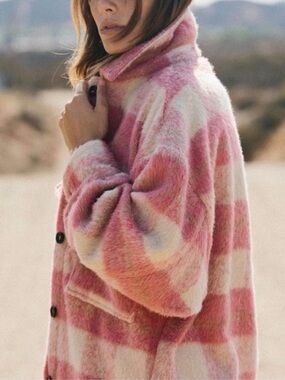 Pink and Cream Checkered Shacket